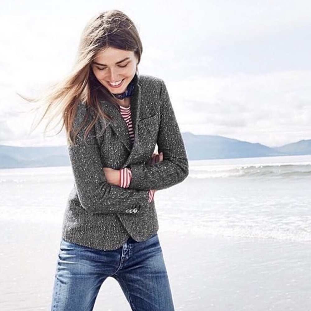 J. Crew Wool Donegal Sequin Gray Campbell Blazer 4